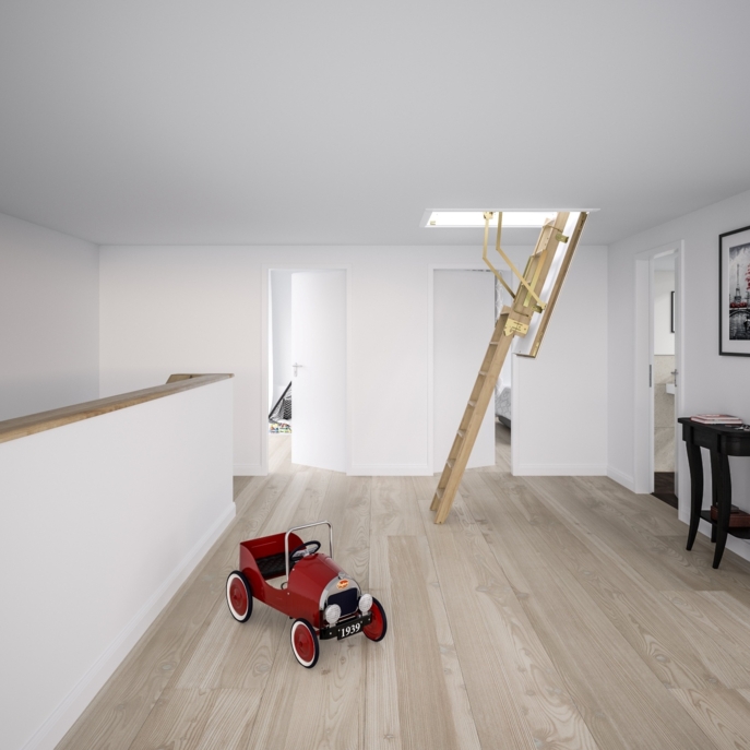 Escaliers escamotables Esca Iso RC ouvert avec jouet